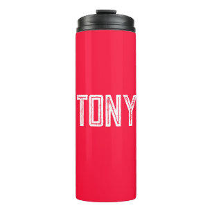 Solid Neon Red Color Custom Name Monogram Thermal Tumbler