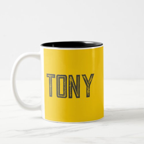 Solid Neon Yellow_Orange Custom Name Monogram Two_Tone Coffee Mug