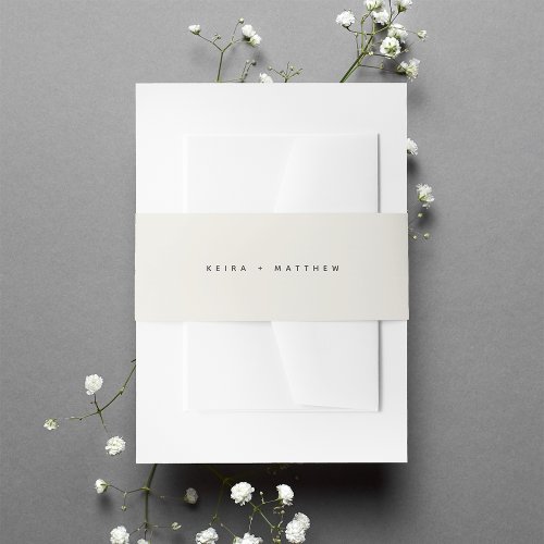 Solid Off White Ecru Ivory Wedding Invitation Belly Band