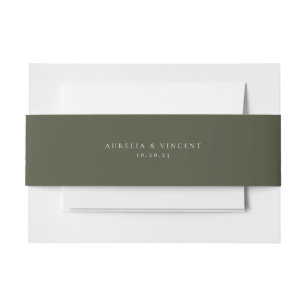 Solid Olive Green Wedding Invitation Belly Band
