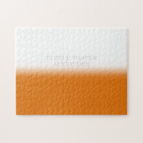 Solid Orange and White Secret Message Personalized Jigsaw Puzzle
