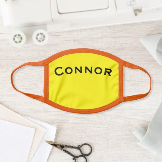 Solid Orange and Yellow with Name Cloth Face Mask (Insitu)
