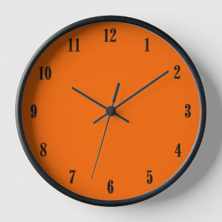 Solid Orange Black Numbers Wall Clock