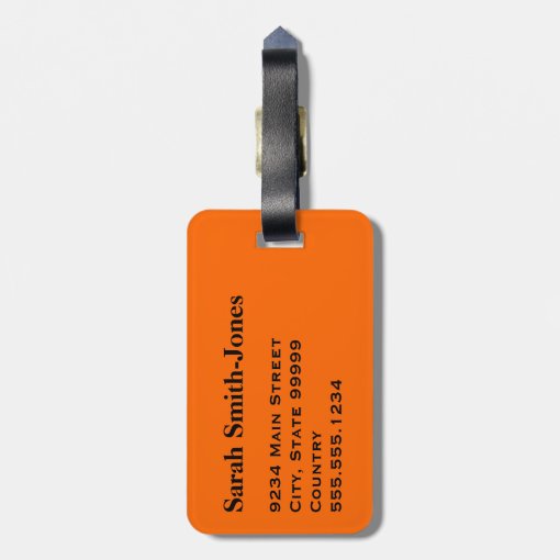 Solid Orange Luggage Tag Zazzle