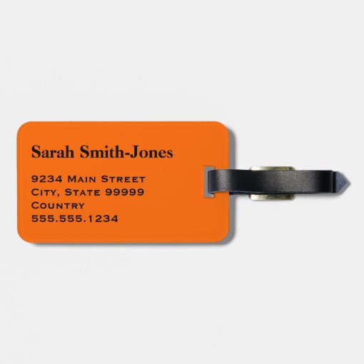 Solid Orange Luggage Tag Zazzle
