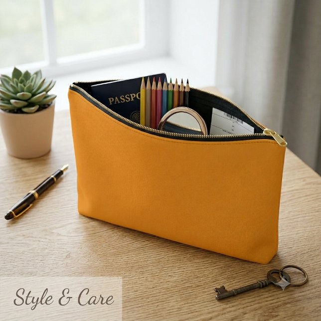 Solid Orange Print Cut Sew Accessory Pouch (Solid Orange Print Cut Sew Accessory Pouch)