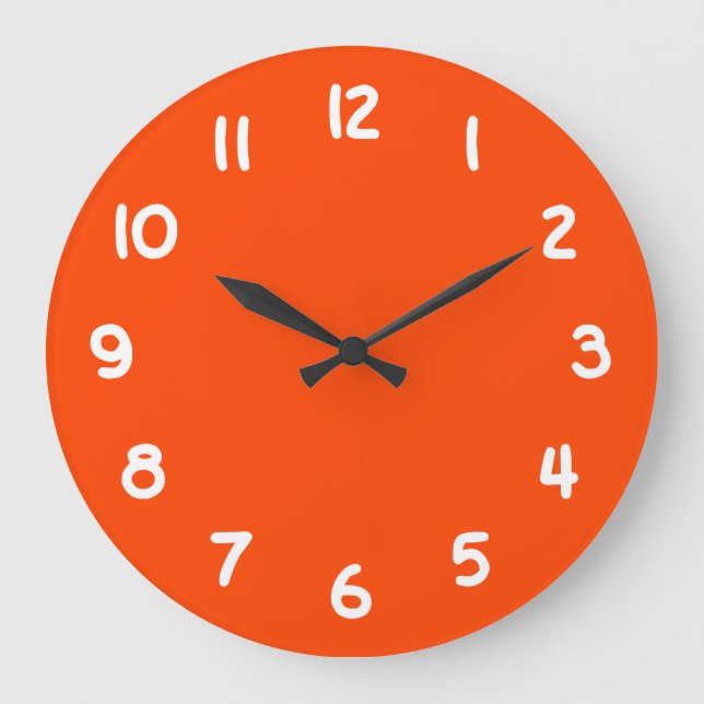 Solid Orange Red Large Clock (Front)