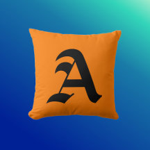 Solid Orange Simple Black Initial Smart Monogram