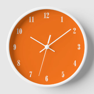 Solid Orange White Numbers Clock