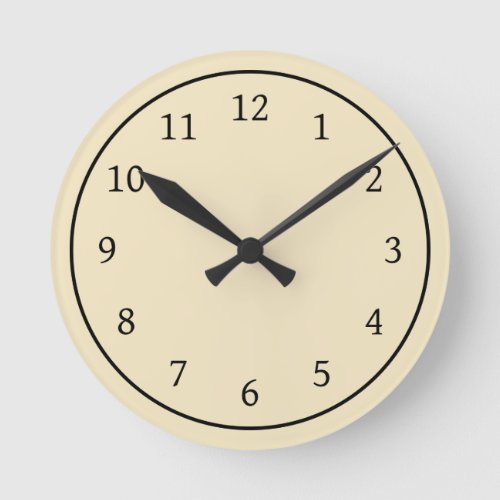 Solid Pale Moon Yellow  Round Clock