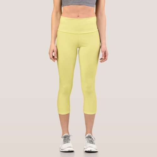 Solid pale yellow capri leggings