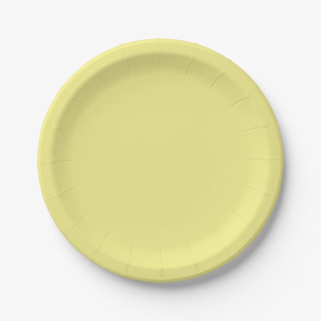 Solid pale yellow paper plates (Front)