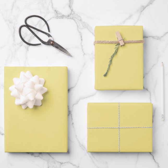 Solid Pastel Yellow Modern Wrapping Paper Sheets (Front)