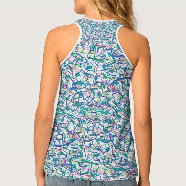 Solid, patterned, pink, hot pink, blue, tank (Back)
