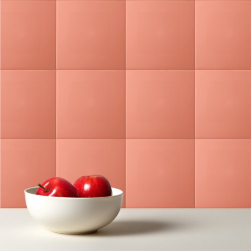 Solid peach ceramic tile