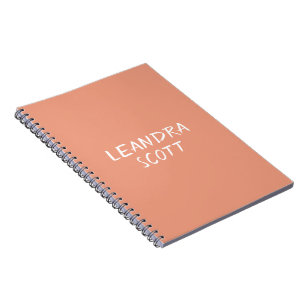 Solid peach coral minimalist personalised notebook