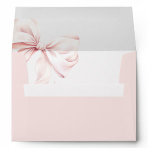 Solid Pink Elegant Bow Envelope Address
