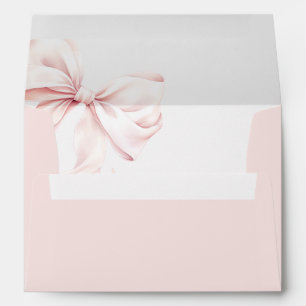 Solid Pink Elegant Bow Envelope Address 