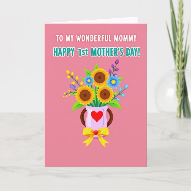 Solid Pink Floral Mom Card (Front)