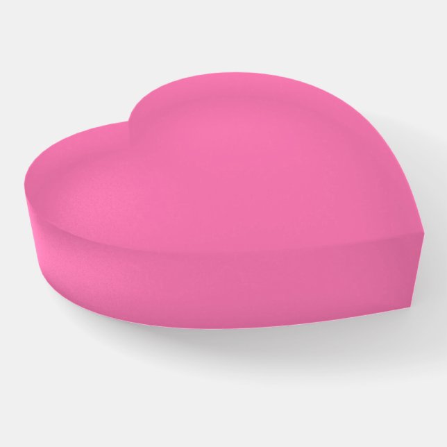 Solid Pink Heart Paperweight (Angled)