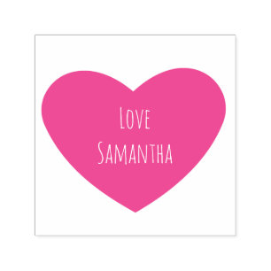 Solid Pink Heart with Personalized Text Self-inking Stamp