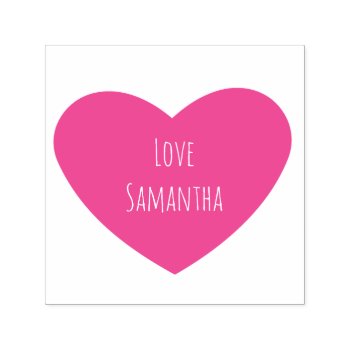 Solid Pink Heart With Personalized Text Self-inking Stamp by peacefuldreams at Zazzle