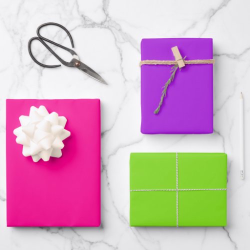 Solid Pink Purple Green Wrapping Paper Sheets