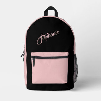 Solid Pink with Name Printed Backpack