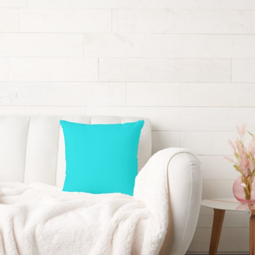 Solid Plain Bright CyanTurquoise Cushion Throw Pillow