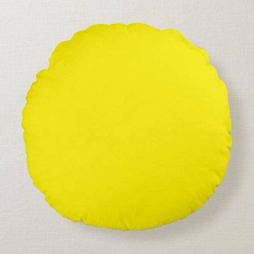 Solid plain color yellow round pillow