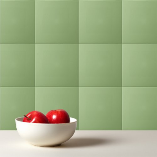 Solid plain sage green ceramic tile