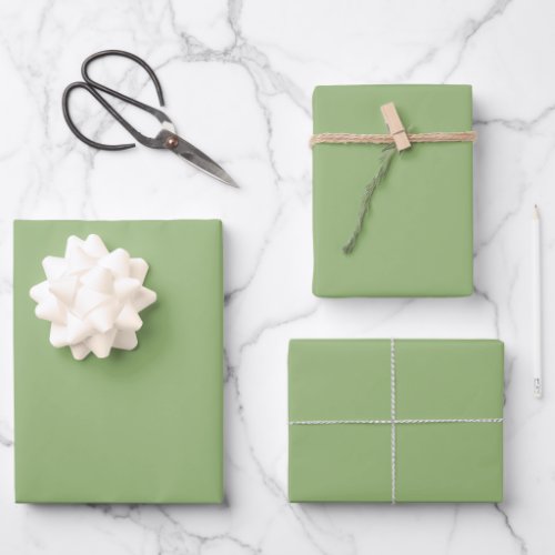 Solid plain sage green wrapping paper sheets