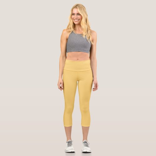 Solid prairie cream yellow capri leggings