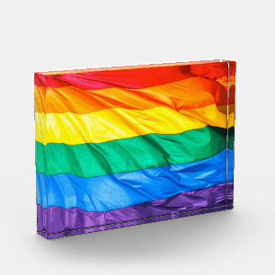 Solid Pride - Gay Pride Flag Closeup Acrylic Award