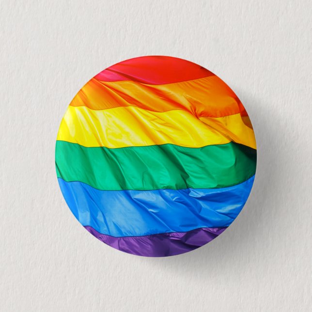 Solid Pride - Gay Pride Flag Closeup Pinback Button (Front)