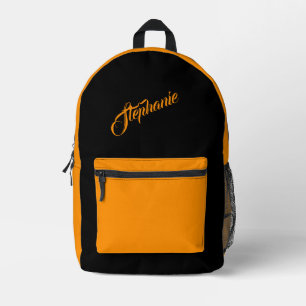 Solid Princeton Orange with Name Printed Backpack