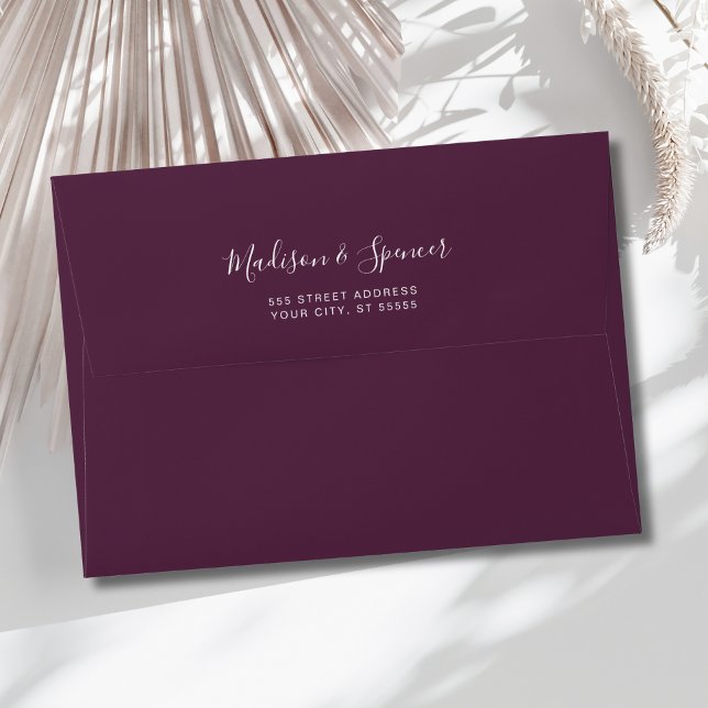 Solid Purple Plum Wedding 5x7 Envelope (Purple Plum Wedding Envelope)