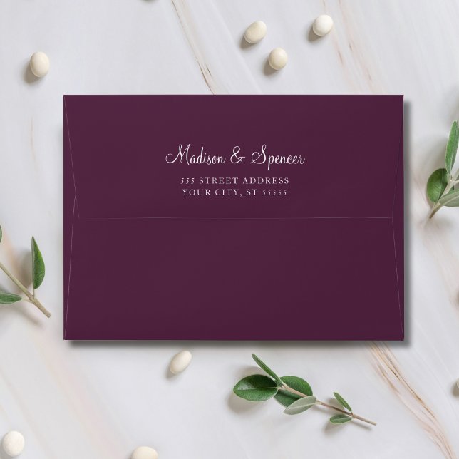 Solid Purple Plum Wedding 5x7 Envelope (Purple Wedding Envelope)