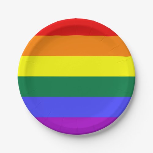 Solid Rainbow Stripe Paper Plates