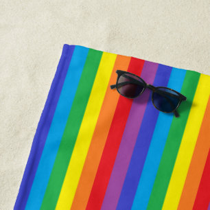 Solid Rainbow Stripes Beach Towel