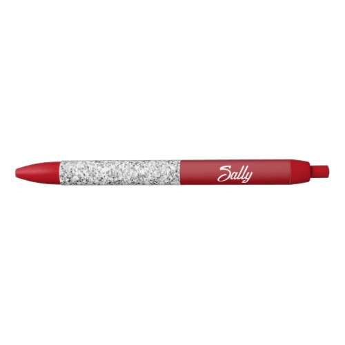 Solid red and crystals black ink pen