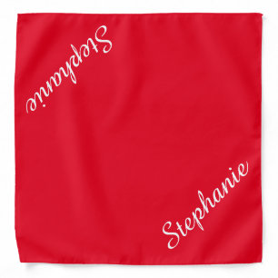 Solid Red and White Personalized Name for Her Bandana