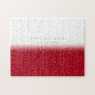 Solid Red and White Secret Message Personalized Jigsaw Puzzle