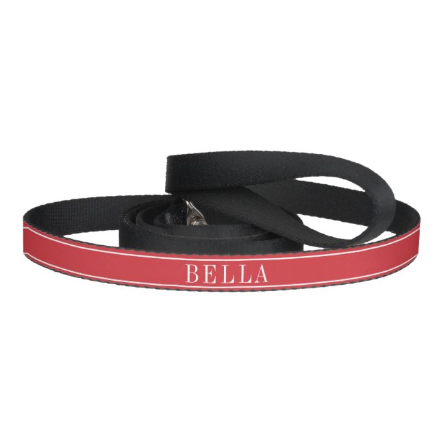Solid Red Color with Personalized Name Pet Leash (Handle)