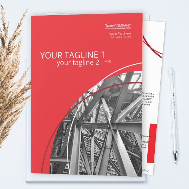 Solid Red Marketing Folder with Photos (red sales packet folder, proposal cover design, folder for sales materials, red logo branding)