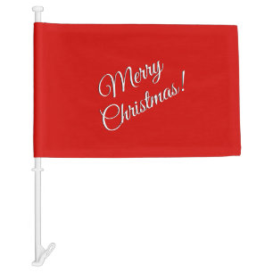Solid Red Merry Christmas Car Flag