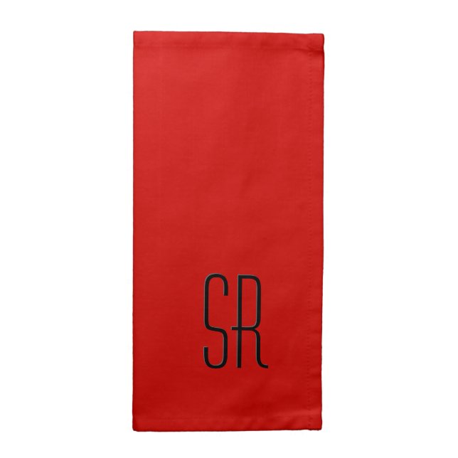 Solid Red Monogram Cloth Napkin (Half Fold)