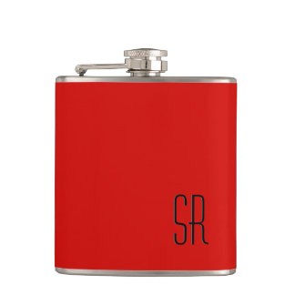 Solid Red Monogram Flask