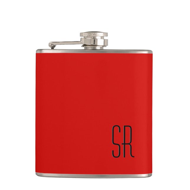 Solid Red Monogram Flask (Front)