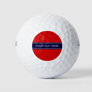 Solid Red, Navy Blue Ribbon Name Monogram Golf Balls